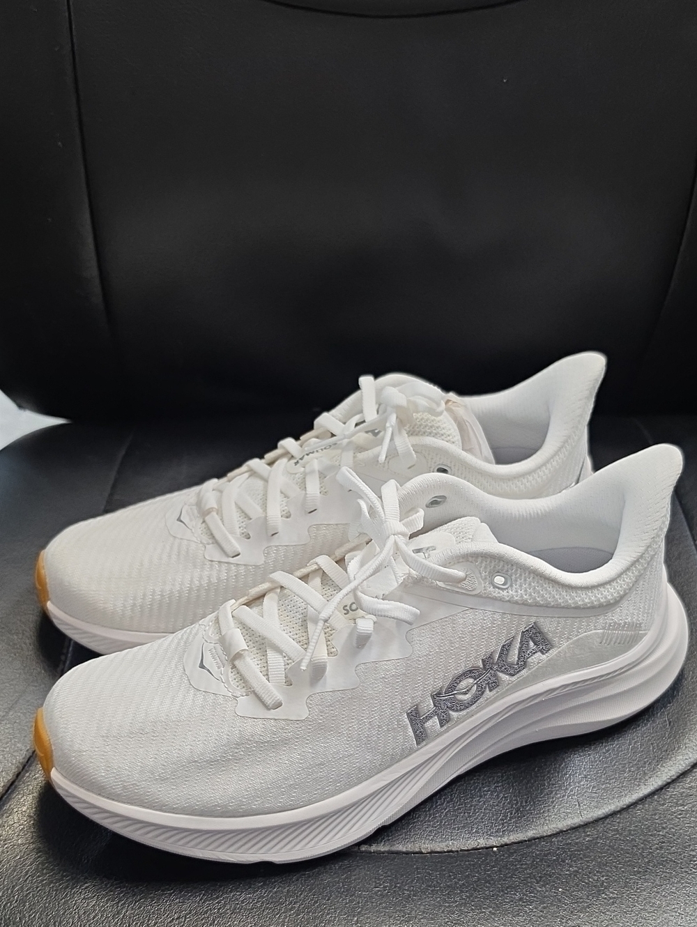 Hoka Solimar Women's White Running Sneakers with Gum Toe Accent